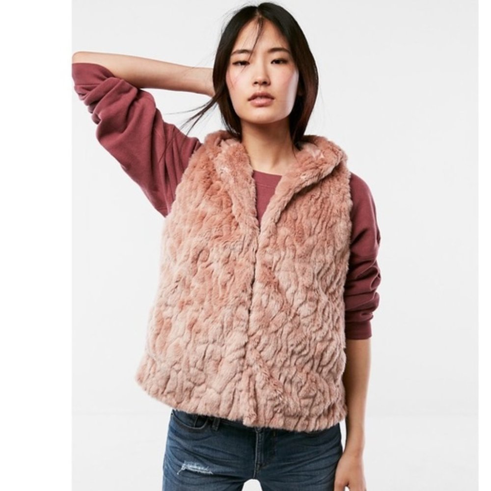 Express Faux Fur Hooded Vest